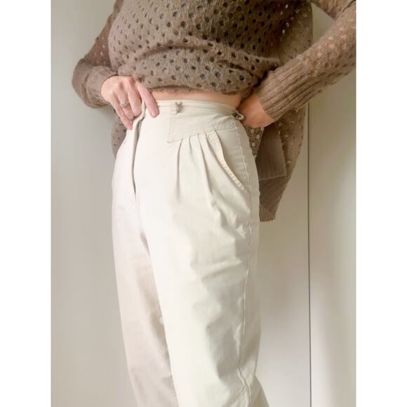 Vintage 80s Pleated Chino Pants Size 26 Cream Cherokee Tapered Leg Highrise USA - Picture 6 of 10